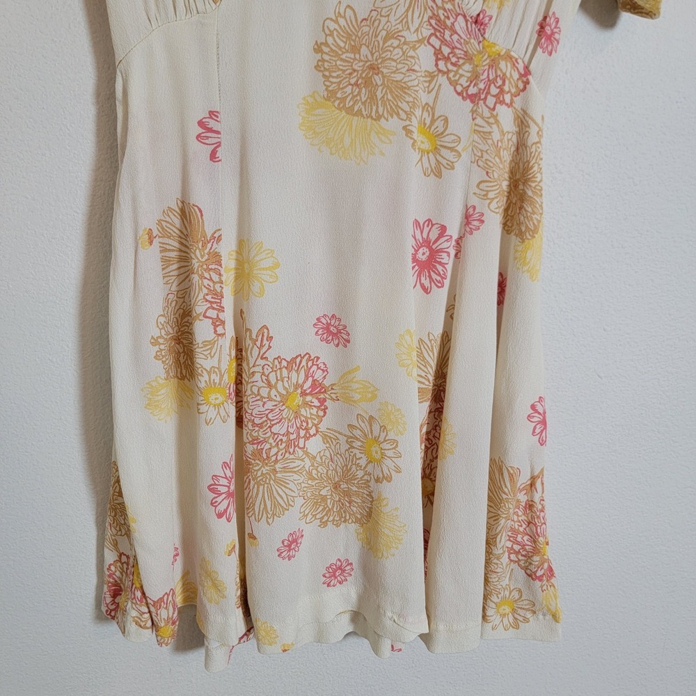 Free People Cream Mini Dress with Pink and Yellow Floral Motif - Picture 5 of 12